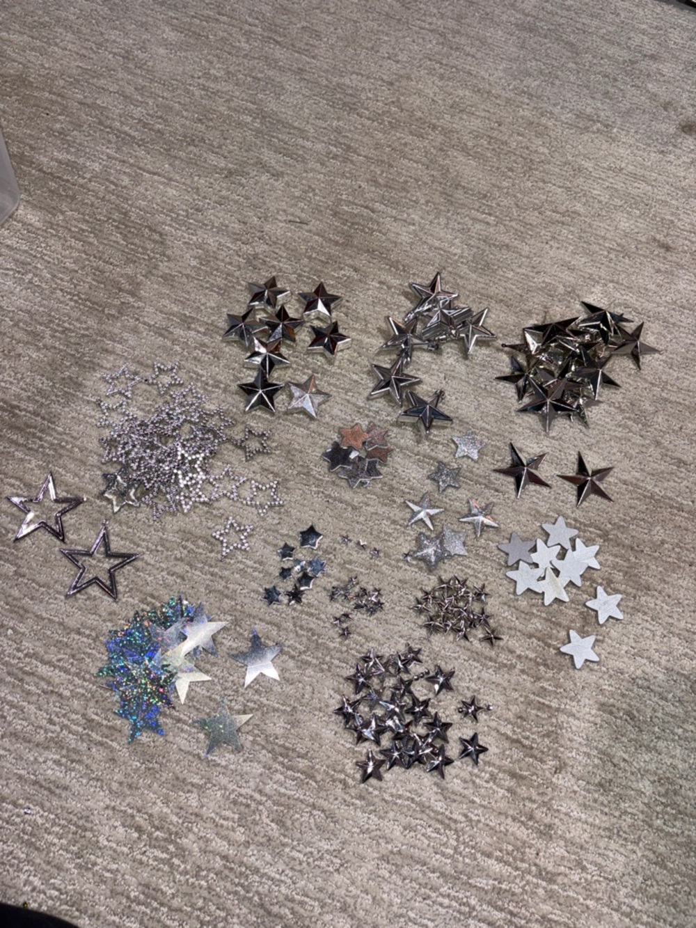 170+ Silver Glitter Assorted Stars for crafts or hanging Homecoming Holidays